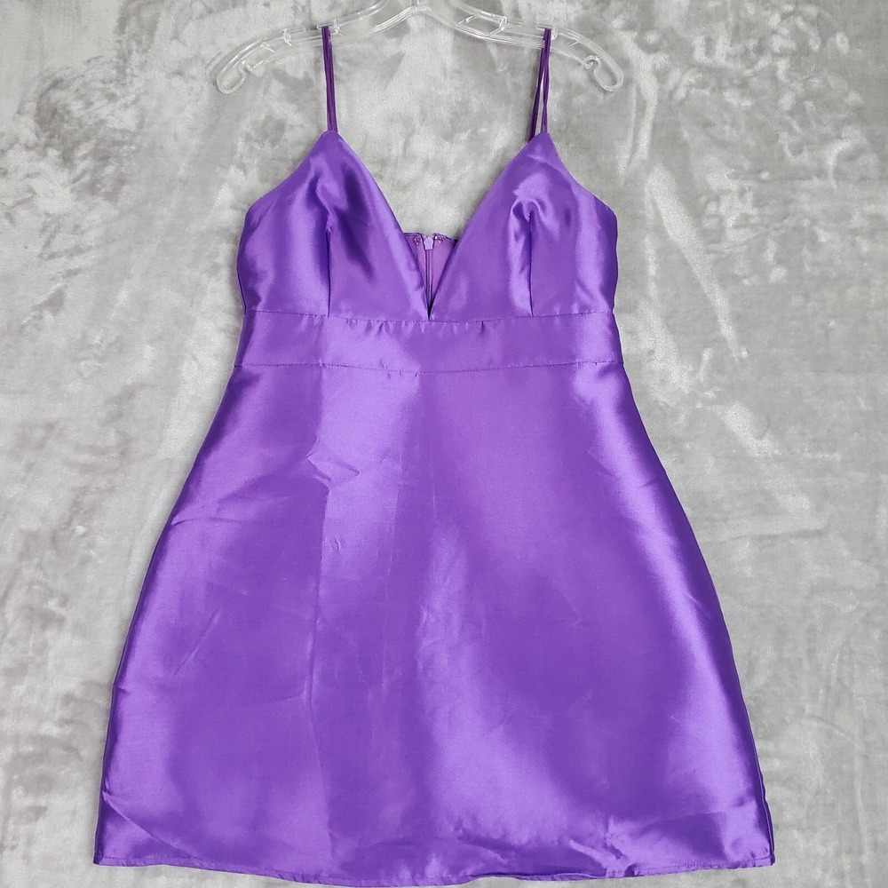Lulus Mini Dress Womens M Purple Empire Waist Strappy Cocktail Glam Party NEW